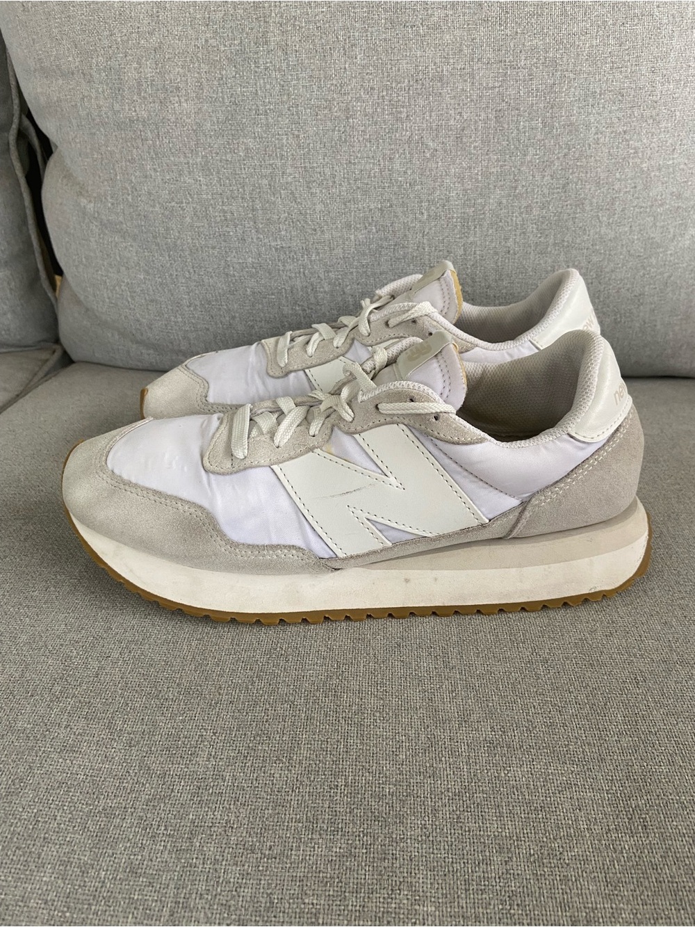 New Balance White & Light Gray Casual Trainer Sneakers